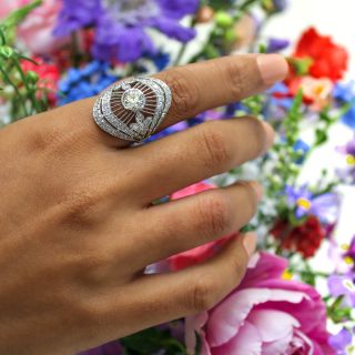 Art Deco 1.45 Carat Center Diamond Dinner Ring
