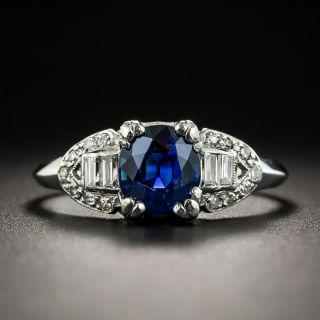 Art Deco 1.45 Carat Sapphire Platinum Diamond Ring