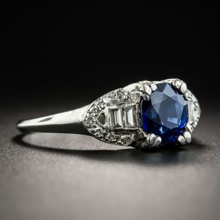 Art Deco 1.45 Carat Sapphire Platinum Diamond Ring