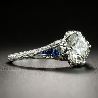 Art Deco 1.48 Carat Diamond and Sapphire Engagement Ring by Orange Blossom, Traube