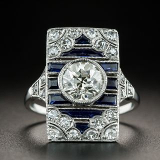 Art Deco 1.50 Carat Diamond and Sapphire* Ring - 2