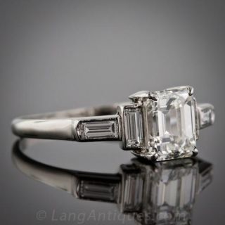 Art Deco 1.50 Carat Emerald Cut Diamond Ring