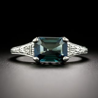 Art Deco 1.50 Carat Teal Blue Australian Sapphire Ring - 3