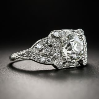 Art Deco 1.52 Carat Platinum Diamond Engagement Ring - GIA L SI1
