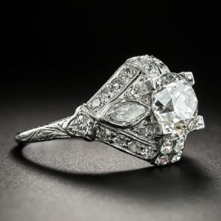 Art Deco 1.55 Carat Diamond Platinum Engagement Ring - GIA H VS1  