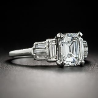 Art Deco 1.55 Carat Emerald-Cut Diamond Platinum Engagement Ring - GIA E VS1