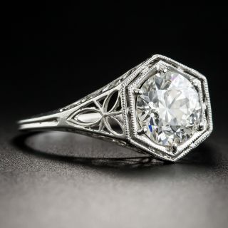 Art Deco 1.58 Carat Diamond Solitaire Engagement Ring - GIA J VS2