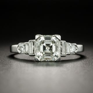 Art Deco 1.61 Carat Asscher-Cut Diamond Engagement Ring - GIA K VS2 - 1