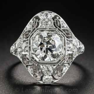 Art Deco 1.62 Carat  Diamond Platinum Ring