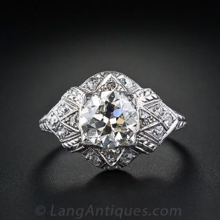 Art Deco 1.65 Carat Diamond Engagment Ring, Circa 1930