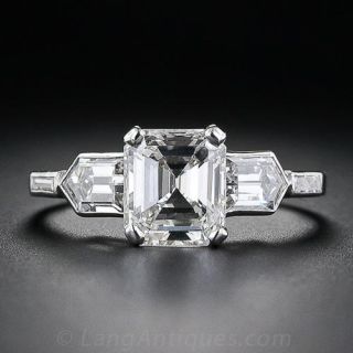 Art Deco 1.71 Carat Emerald Cut Diamond Engagement Ring