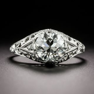 Art Deco 1.73 Carat Diamond 18K Engagement Ring - GIA F I1 - 2