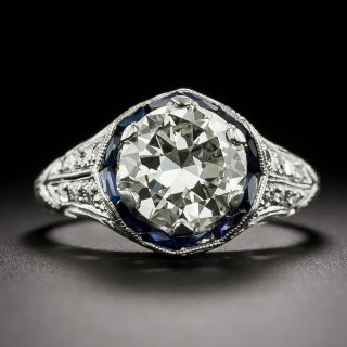 Art Deco 1.73 Carat Diamond and Sapphire* Halo Ring- GIA  L SI2 - 3