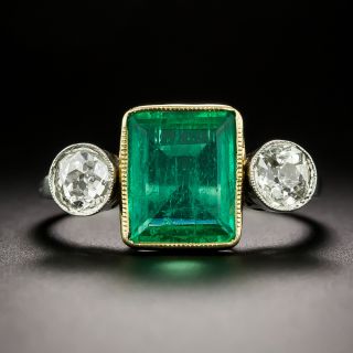 Art Deco 1.75 Carat Emerald and Diamond Ring - GIA - 4