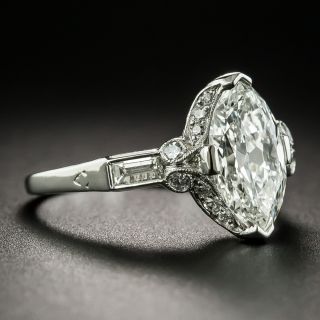 Art Deco 1.77 Carat Marquise Diamond Platinum Engagement Ring - GIA H SI1