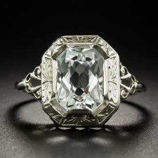 Art Deco 1.90 Carat Light Blue Aquamarine Ring - 2