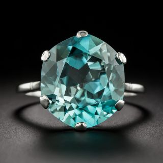 Art Deco 10.00 Carat Blue Zircon Solitaire Ring - 3