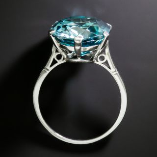 Art Deco 10.00 Carat Blue Zircon Solitaire Ring