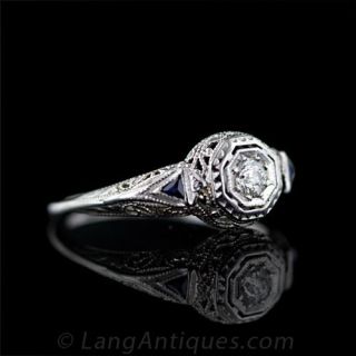 Art Deco .10 Carat Diamond Engagement Ring