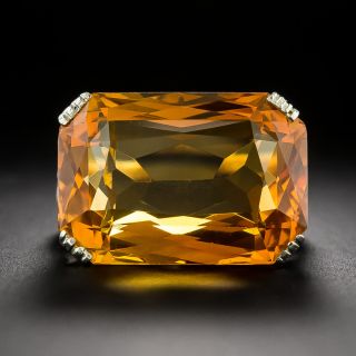 Art Deco 12.75 Carat Citrine Two-Tone Ring - 2