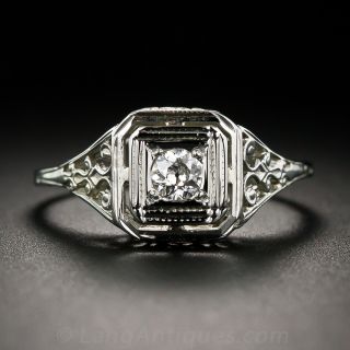 Art Deco .12 Carat Diamond Filigree Ring