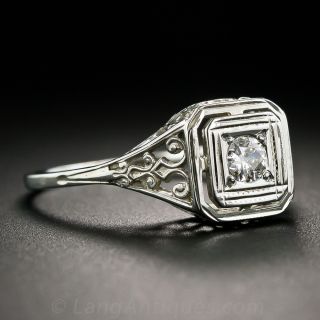 Art Deco .12 Carat Diamond Filigree Ring