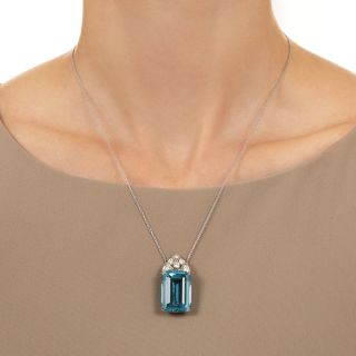 Art Deco 18.75 Carat Santa Maria'  Aquamarine and Diamond Necklace