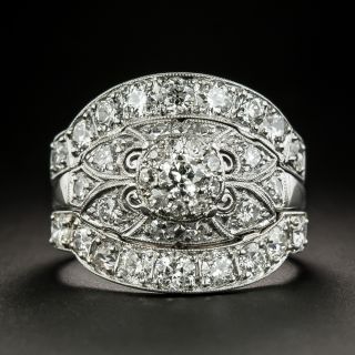 Art Deco .18 Carat Diamond Engagement Ring with Double Guard Rings by Jabel - 1