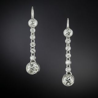 Art Deco 18K Diamond Dangle Earrings - 3