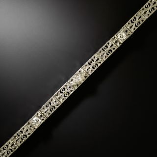 Art Deco 18K Diamond Filigree Bracelet by Charles Keller, USA - 2