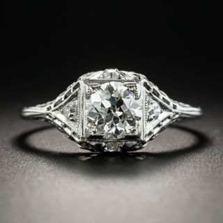Art Deco .83 Carat Diamond Engagement Ring - GIA J SI1 - 1
