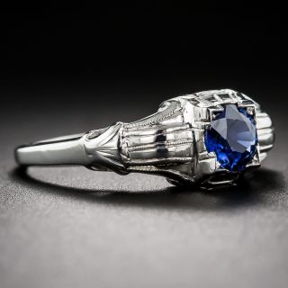 Art Deco 18k White Gold and .55 Carat Sapphire Ring