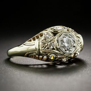 Art Deco 18K Yellow Gold Diamond Engagement Ring