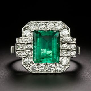 Art Deco 2.00 Carat Emerald and Diamond Ring - GIA - 3