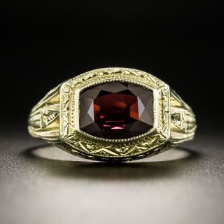 Art Deco 2.00 Carat Garnet Solitaire Ring - 3