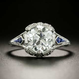 Art Deco 2.04 Carat Diamond *Sapphire Ring - GIA E SI2 - 2