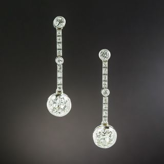 Art Deco 2.06 Carat Diamond Dangle Earrings - GIA - 2