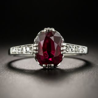 Art Deco 2.06 Carat Thai Ruby and Diamond Platinum Ring - AGL - 2