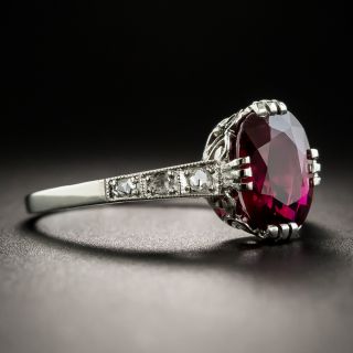 Art Deco 2.06 Carat Thai Ruby and Diamond Platinum Ring - AGL