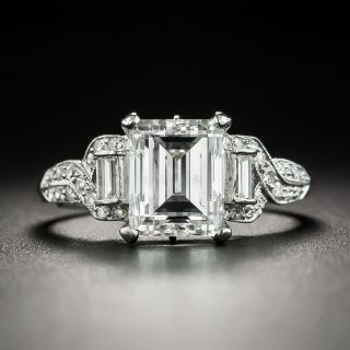 Art Deco 2.07 Carat Emerald-Cut Diamond and Engagement Ring - GIA F VVS2 - 2