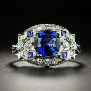 Art Deco 2.08 Carat Sapphire and Diamond Ring - 1