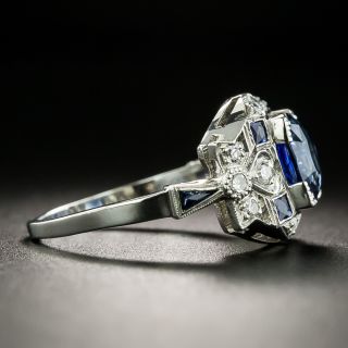 Art Deco 2.08 Carat Sapphire and Diamond Ring