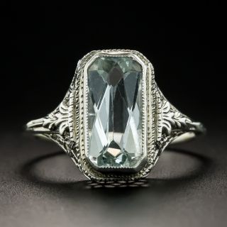 Art Deco 2.15 Carat Aquamarine Filigree Ring - 2
