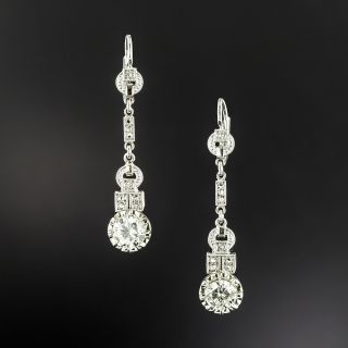 Art Deco 2.16 Carat Total Weight Diamond Dangle Earrings - GIA  - 2