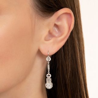 Art Deco 2.16 Carat Total Weight Diamond Dangle Earrings - GIA 