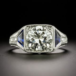 Art Deco 2.20 Carat Diamond and Sapphire* Ring - GIA M VS2  - 3