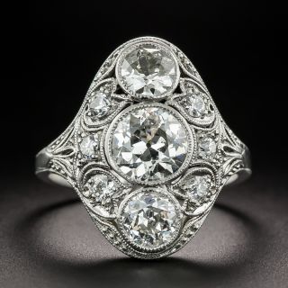 Art Deco 2.22 Carat Total Weight Diamond Dinner Ring - GIA J SI2 - 1