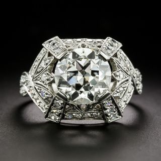 Art Deco 2.23 Carat European-Cut Diamond Ring - GIA J VS1 - 3