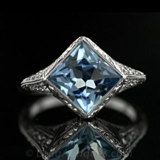 Art Deco 2.25 Carat Aquamarine and Diamond Ring