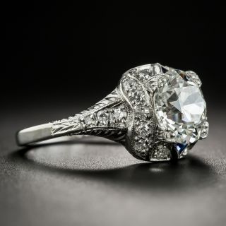 Art Deco 2.25 Carat Diamond Platinum Engagement Ring - GIA J SI1